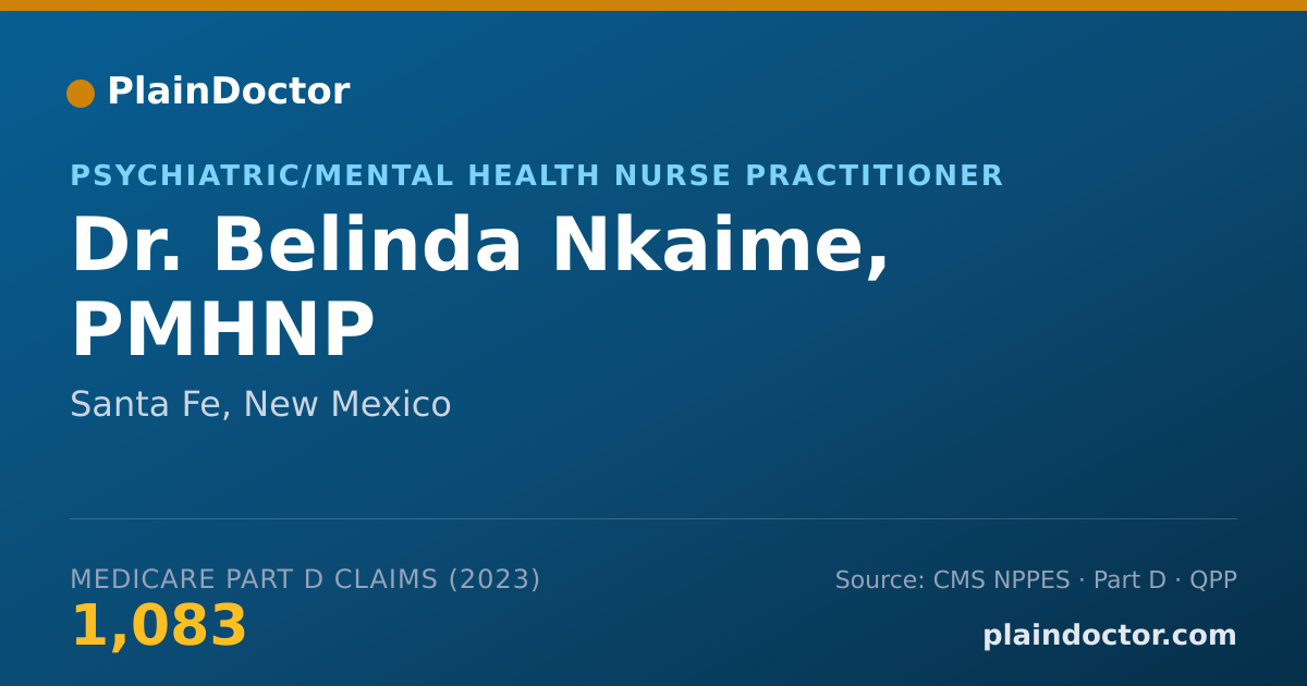 Shareable card for Belinda Nkaime, PMHNP - Psychiatric/Mental Health Nurse Practitioner, Santa Fe, NM