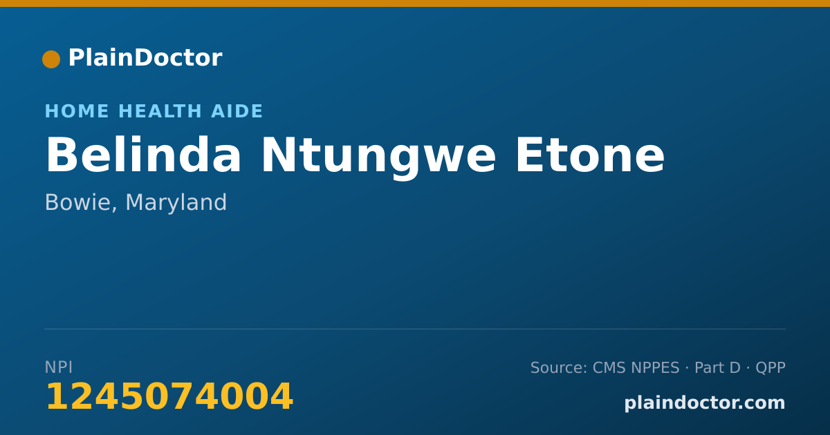 Shareable card for Belinda Ntungwe Etone - Home Health Aide, Bowie, MD