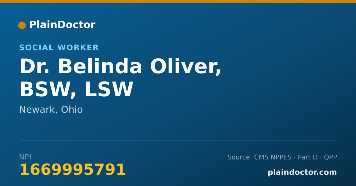 Shareable card for Belinda Oliver, BSW, LSW - Social Worker, Newark, OH