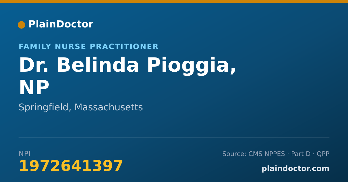 Shareable card for Belinda Pioggia, NP - Family Nurse Practitioner, Springfield, MA