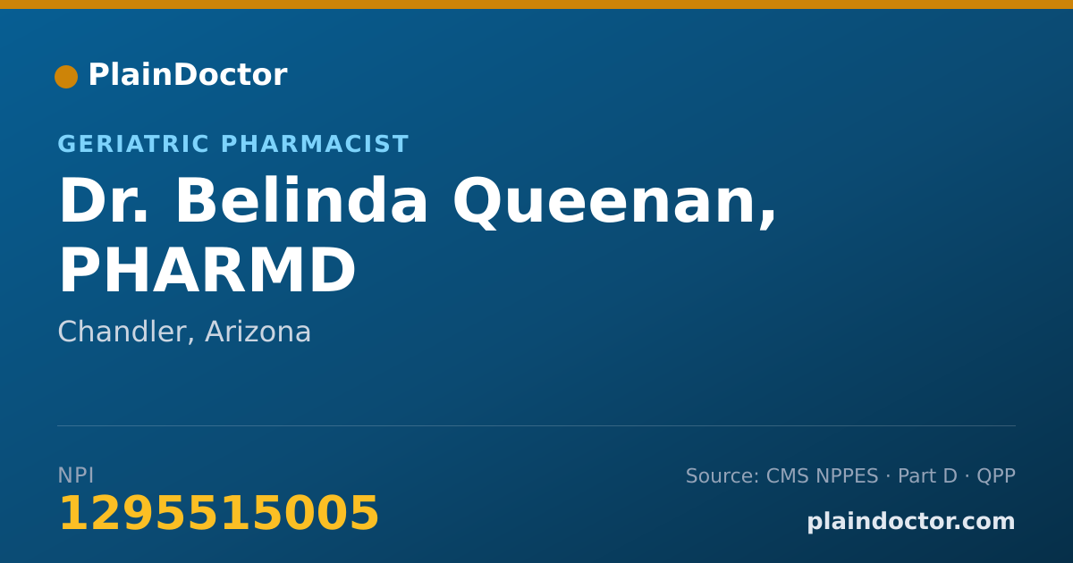 Shareable card for Belinda Queenan, PHARMD - Geriatric Pharmacist, Chandler, AZ