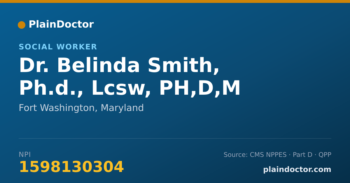 Shareable card for Belinda Smith, Ph.d., Lcsw, PH,D,M LCSW - Social Worker, Fort Washington, MD