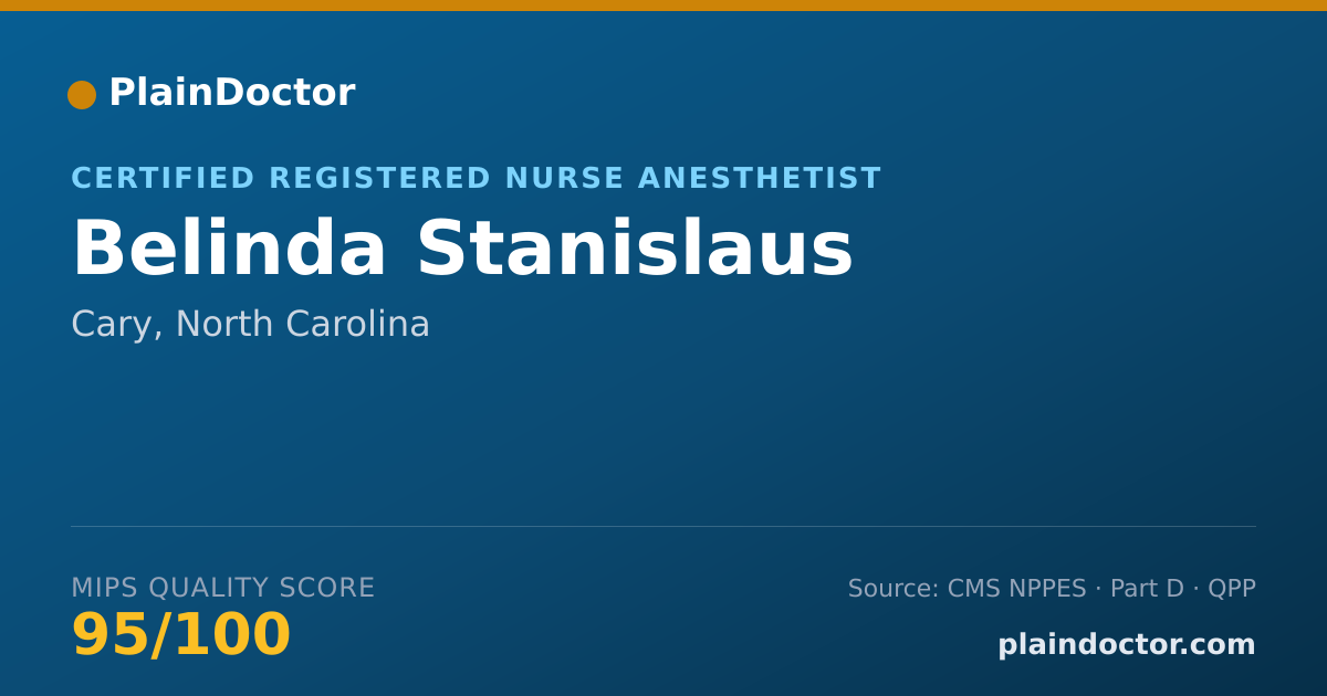 Shareable card for Belinda Stanislaus - Certified Registered Nurse Anesthetist, Cary, NC