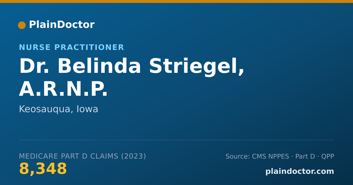 Shareable card for Belinda Striegel, A.R.N.P. - Nurse Practitioner, Keosauqua, IA