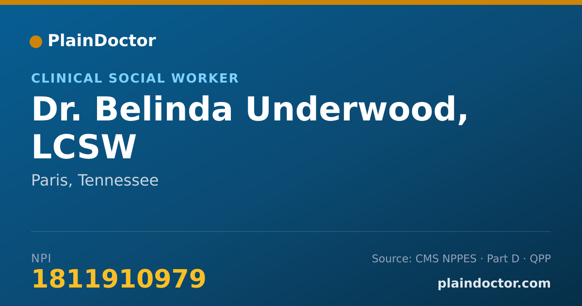 Shareable card for Belinda Underwood, LCSW - Clinical Social Worker, Paris, TN