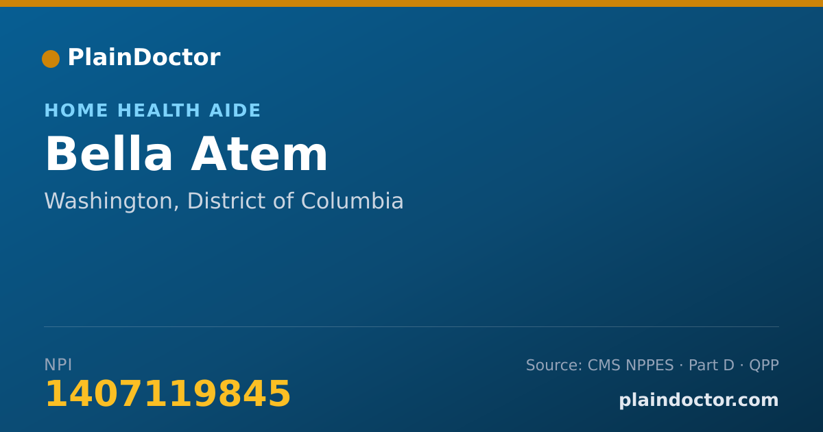 Shareable card for Bella Atem - Home Health Aide, Washington, DC