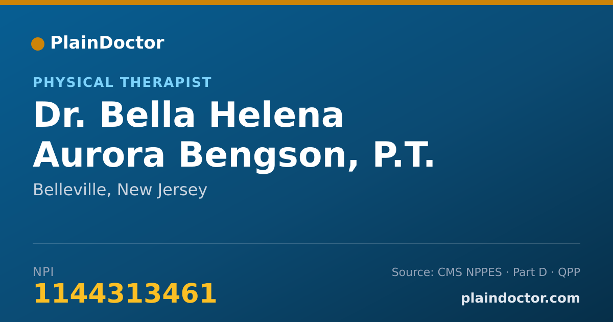Shareable card for Bella Helena Aurora Bengson, P.T. - Physical Therapist, Belleville, NJ