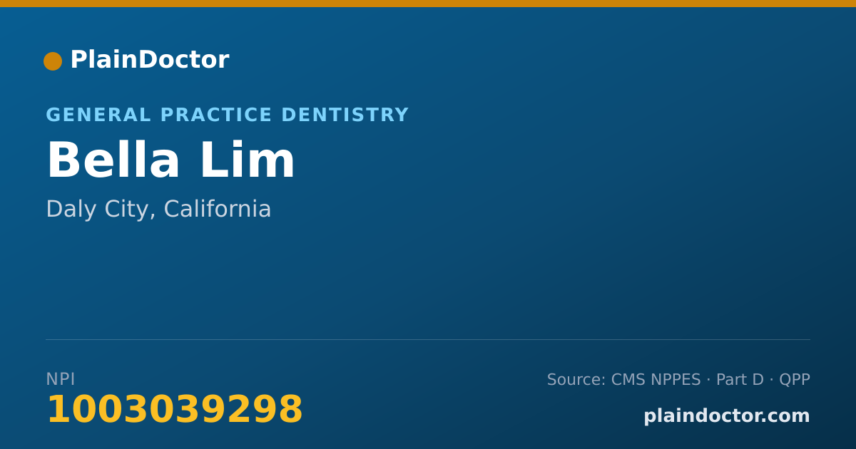 Shareable card for Bella Lim - General Practice Dentistry, Daly City, CA