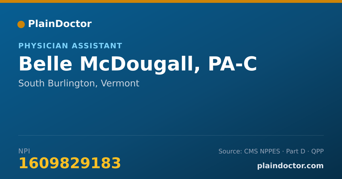 Shareable card for Belle McDougall, PA-C - Physician Assistant, South Burlington, VT