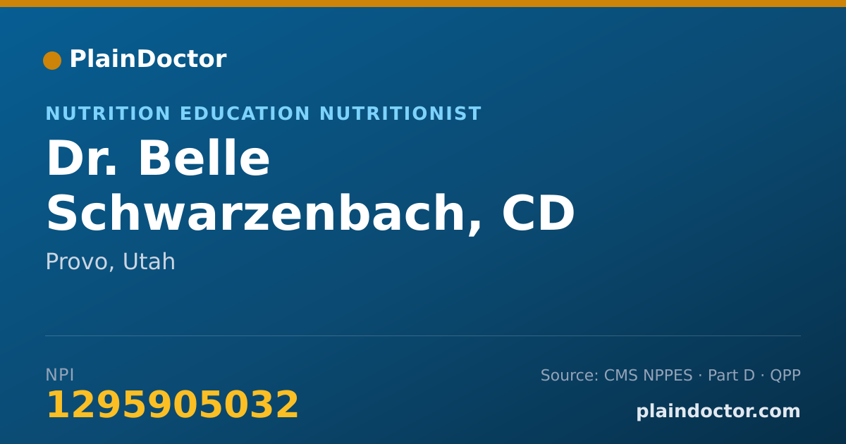 Shareable card for Belle Schwarzenbach, CD - Nutrition Education Nutritionist, Provo, UT