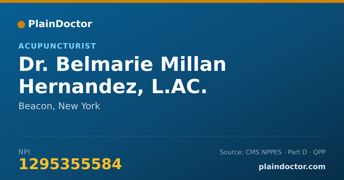 Shareable card for Belmarie Millan Hernandez, L.AC. - Acupuncturist, Beacon, NY