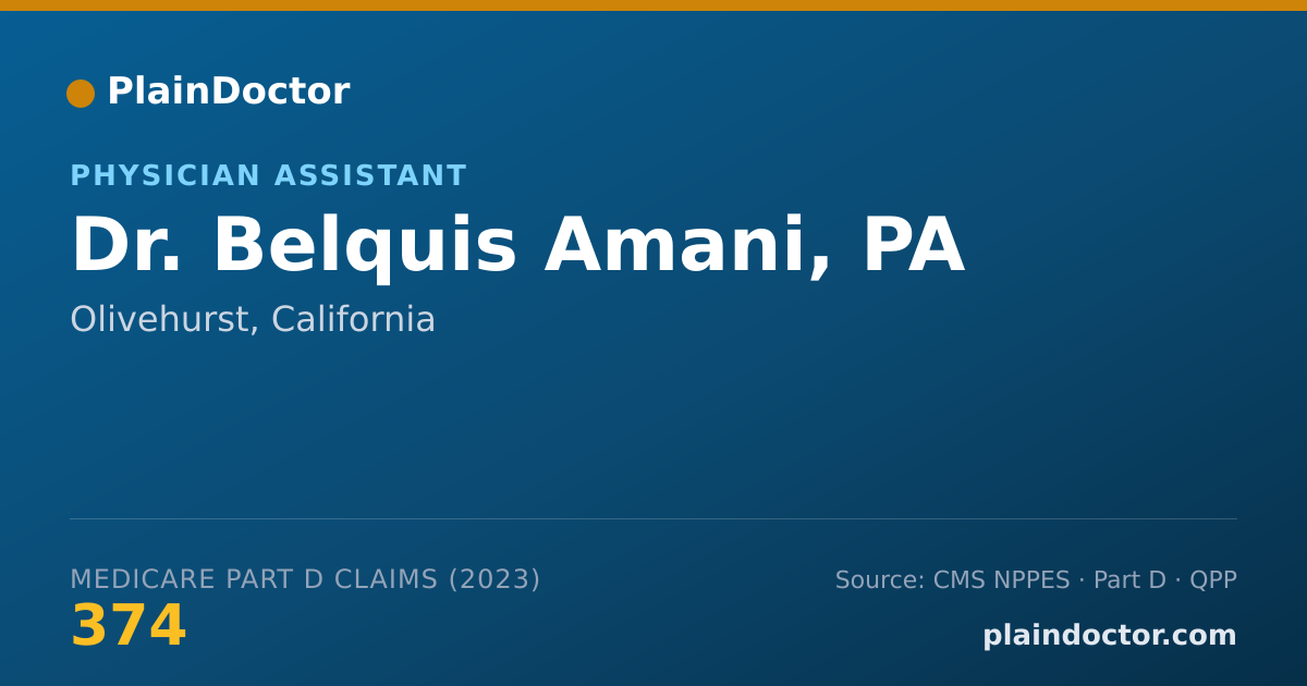 Shareable card for Belquis Amani, PA - Physician Assistant, Olivehurst, CA