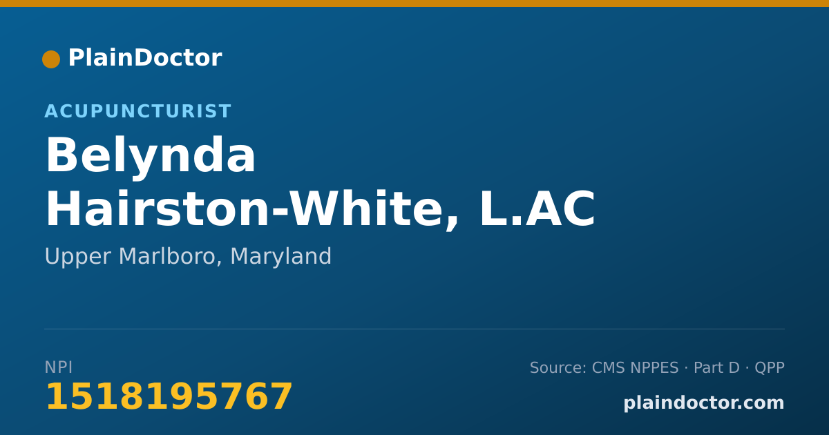 Shareable card for Belynda Hairston-White, L.AC - Acupuncturist, Upper Marlboro, MD