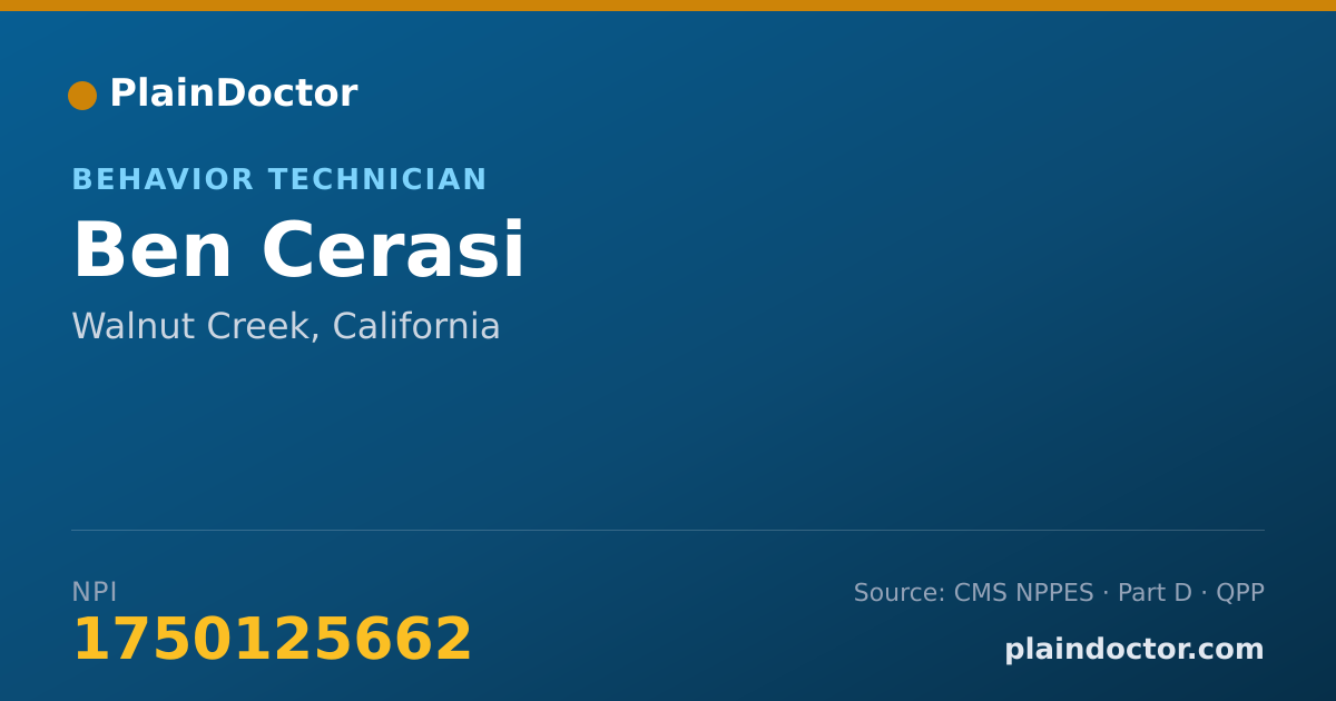 Shareable card for Ben Cerasi - Behavior Technician, Walnut Creek, CA
