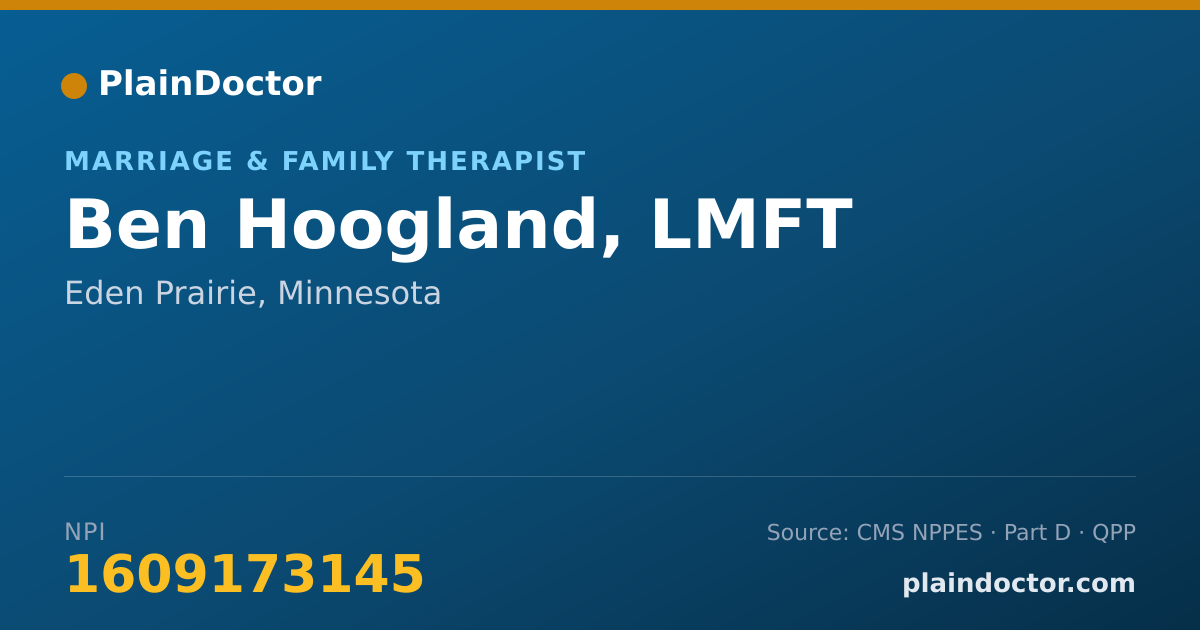 Shareable card for Ben Hoogland, LMFT - Marriage & Family Therapist, Eden Prairie, MN