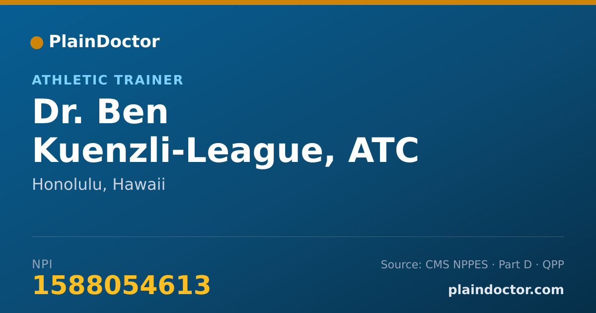 Shareable card for Ben Kuenzli-League, ATC - Athletic Trainer, Honolulu, HI