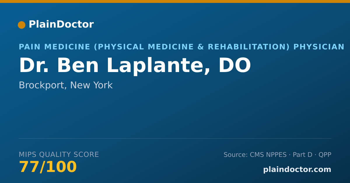 Shareable card for Ben Laplante, DO - Pain Medicine (Physical Medicine & Rehabilitation) Physician, Brockport, NY