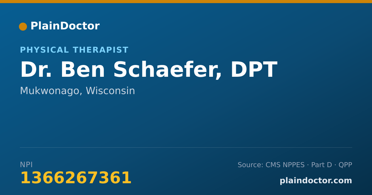 Shareable card for Ben Schaefer, DPT - Physical Therapist, Mukwonago, WI