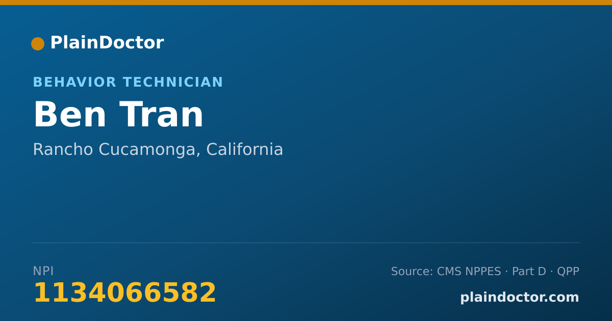 Shareable card for Ben Tran - Behavior Technician, Rancho Cucamonga, CA