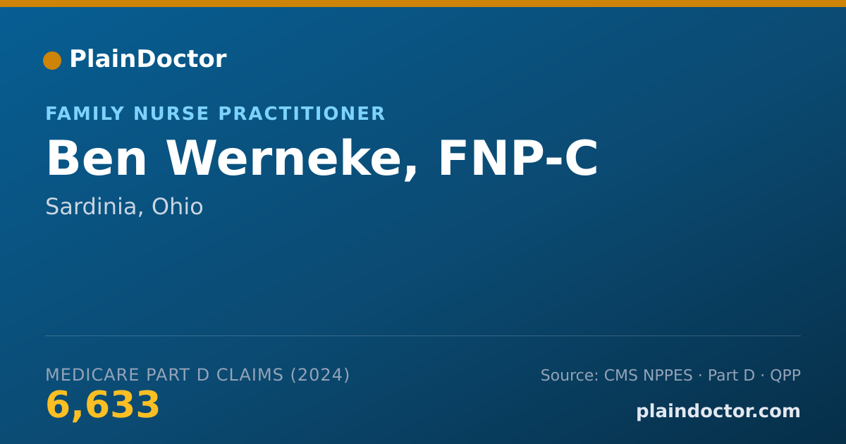 Shareable card for Ben Werneke, FNP-C - Family Nurse Practitioner, Sardinia, OH