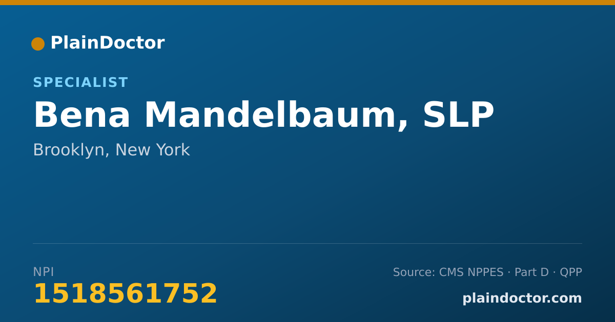 Shareable card for Bena Mandelbaum, SLP - Specialist, Brooklyn, NY
