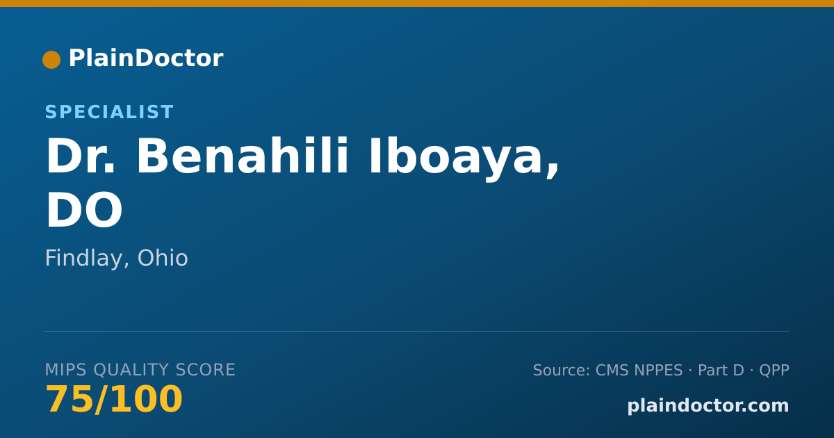 Shareable card for Benahili Iboaya, DO - Specialist, Findlay, OH