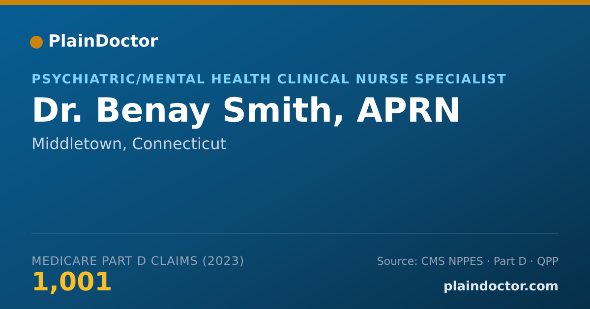 Shareable card for Benay Smith, APRN - Psychiatric/Mental Health Clinical Nurse Specialist, Middletown, CT
