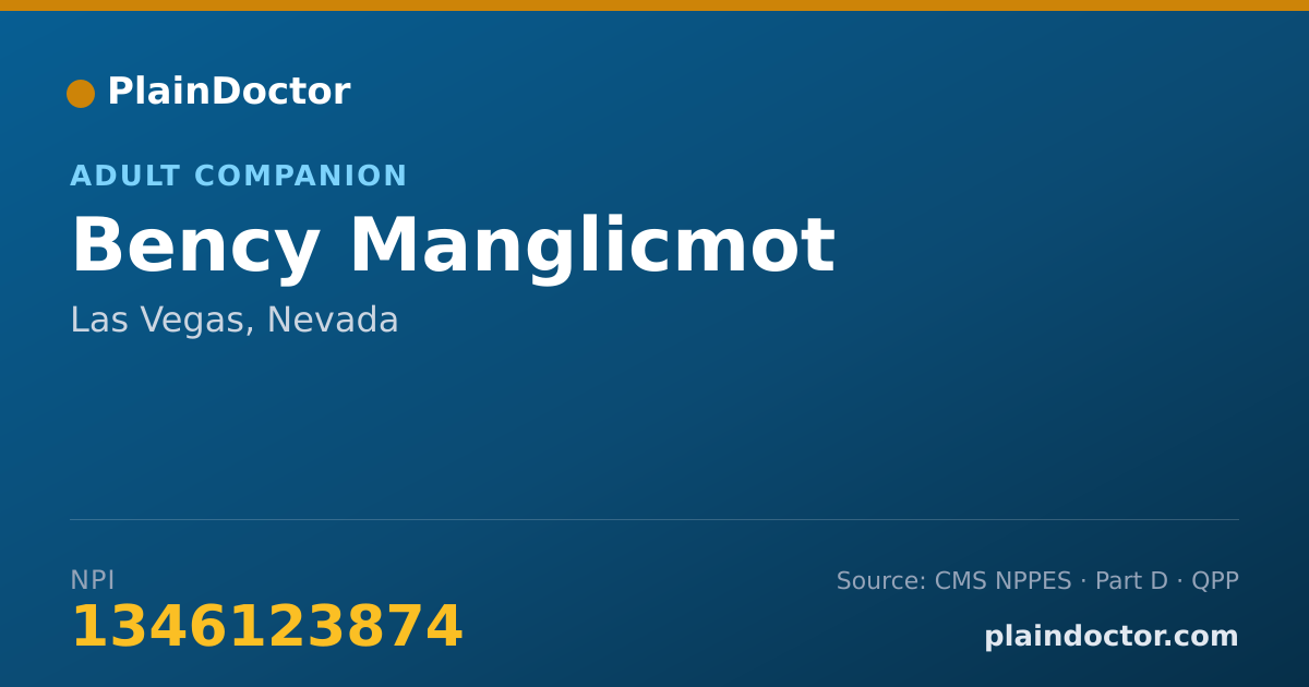 Shareable card for Bency Manglicmot - Adult Companion, Las Vegas, NV