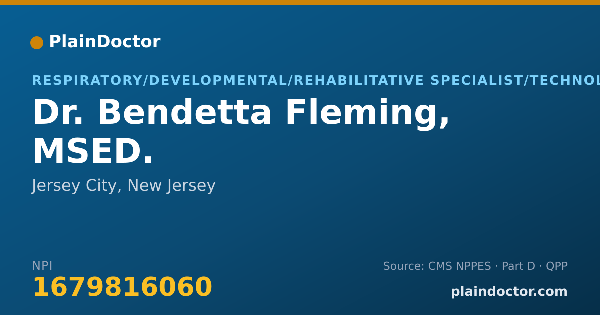 Shareable card for Bendetta Fleming, MSED. - Respiratory/Developmental/Rehabilitative Specialist/Technologist, Jersey City, NJ