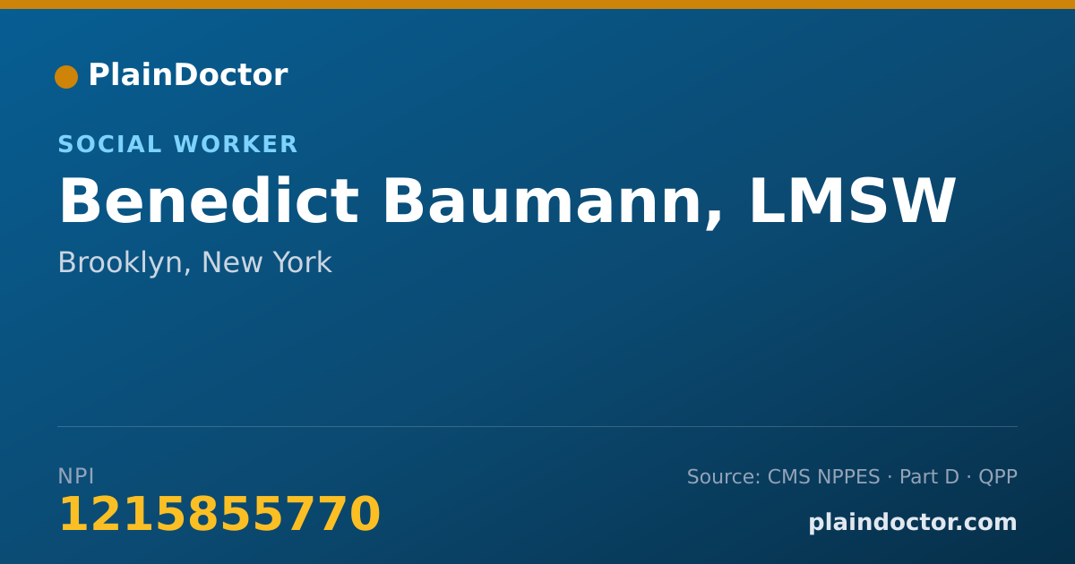 Shareable card for Benedict Baumann, LMSW - Social Worker, Brooklyn, NY