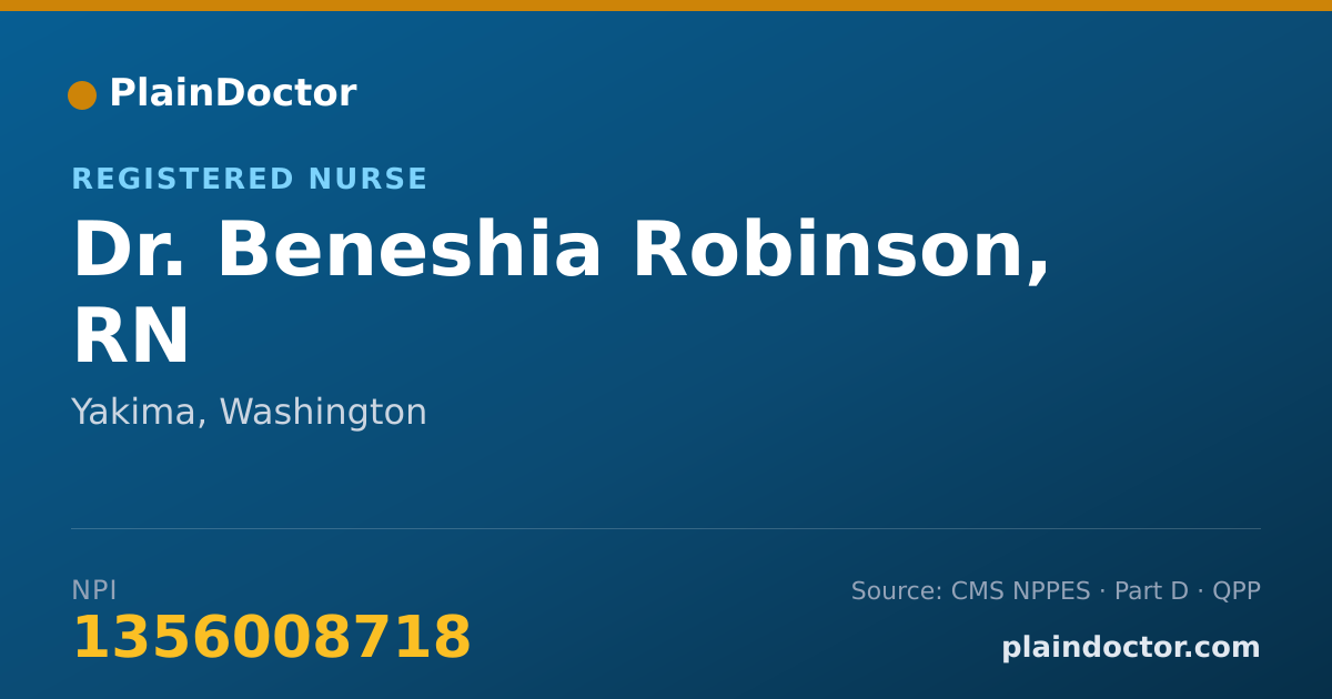 Shareable card for Beneshia Robinson, RN - Registered Nurse, Yakima, WA