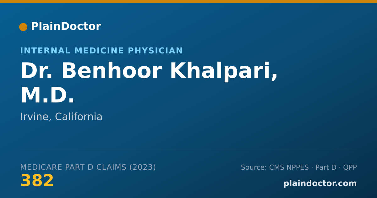 Shareable card for Benhoor Khalpari, M.D. - Internal Medicine Physician, Irvine, CA