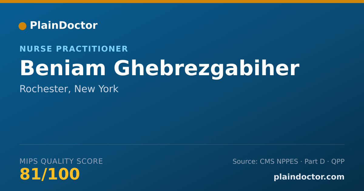 Shareable card for Beniam Ghebrezgabiher - Nurse Practitioner, Rochester, NY