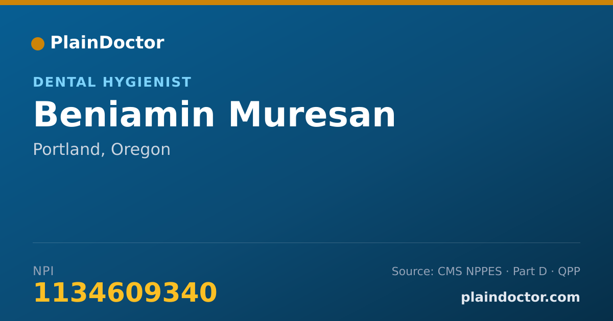 Shareable card for Beniamin Muresan - Dental Hygienist, Portland, OR