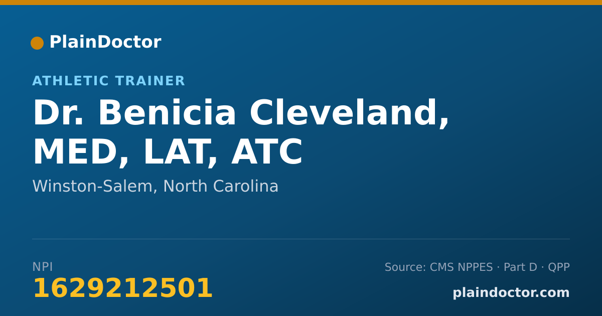 Shareable card for Benicia Cleveland, MED, LAT, ATC - Athletic Trainer, Winston-Salem, NC