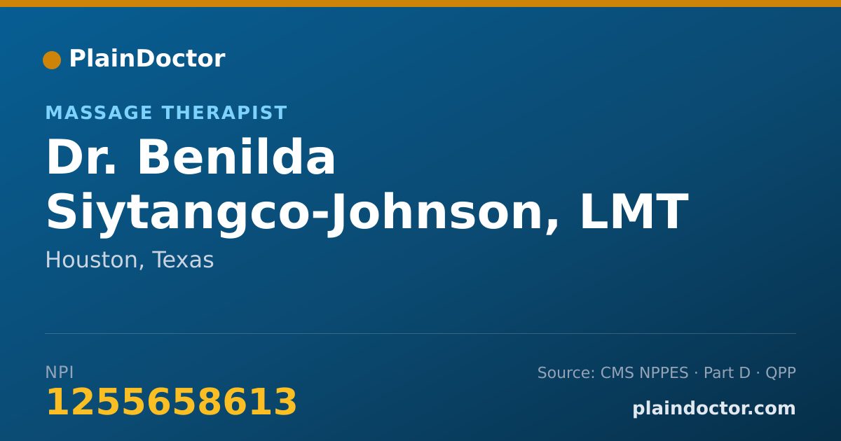 Shareable card for Benilda Siytangco-Johnson, LMT - Massage Therapist, Houston, TX
