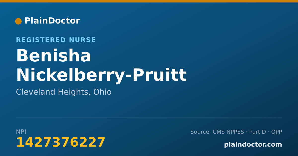 Shareable card for Benisha Nickelberry-Pruitt - Registered Nurse, Cleveland Heights, OH