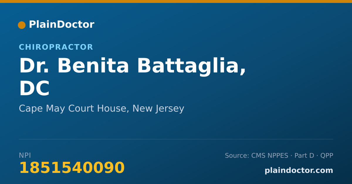 Shareable card for Benita Battaglia, DC - Chiropractor, Cape May Court House, NJ