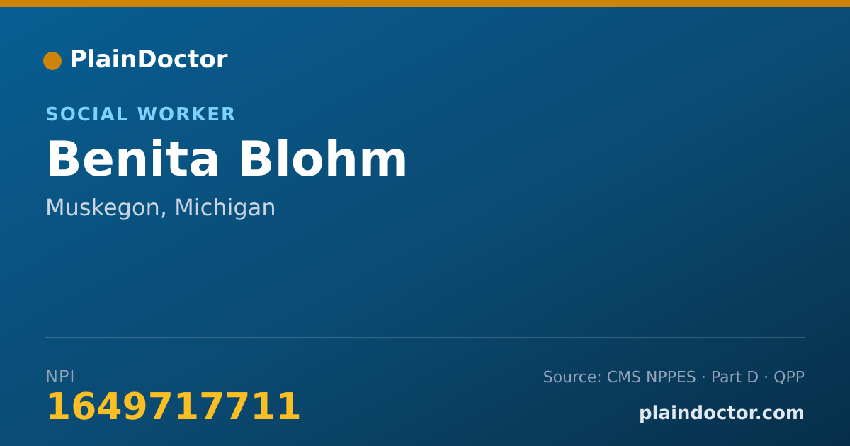 Shareable card for Benita Blohm - Social Worker, Muskegon, MI