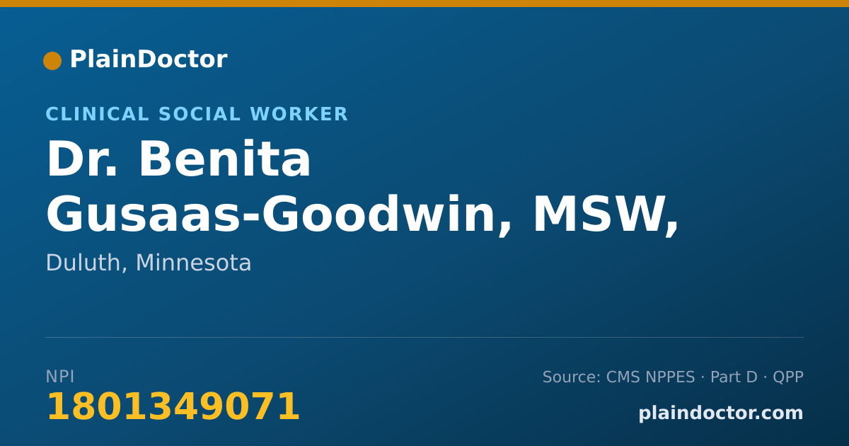 Shareable card for Benita Gusaas-Goodwin, MSW, LICSW - Clinical Social Worker, Duluth, MN