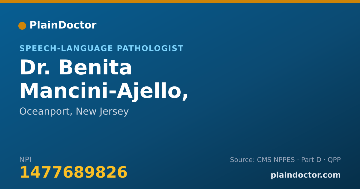 Shareable card for Benita Mancini-Ajello, MSCCC-SLP - Speech-Language Pathologist, Oceanport, NJ