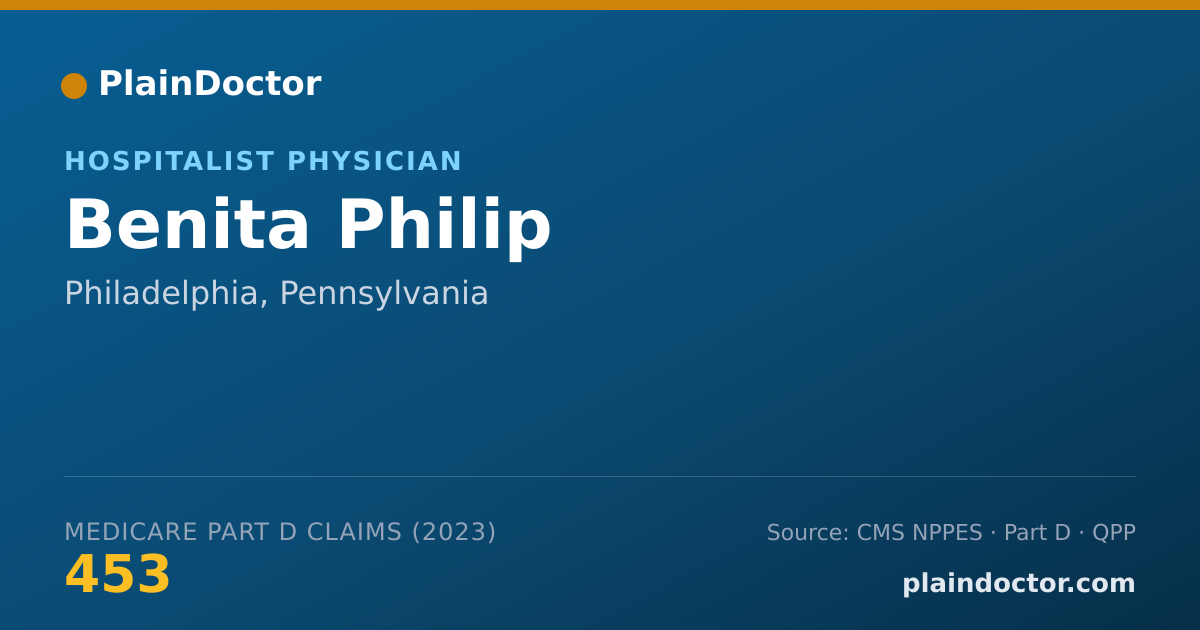 Shareable card for Benita Philip - Hospitalist Physician, Philadelphia, PA