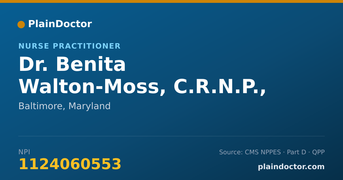 Shareable card for Benita Walton-Moss, C.R.N.P., D.N.SC. - Nurse Practitioner, Baltimore, MD
