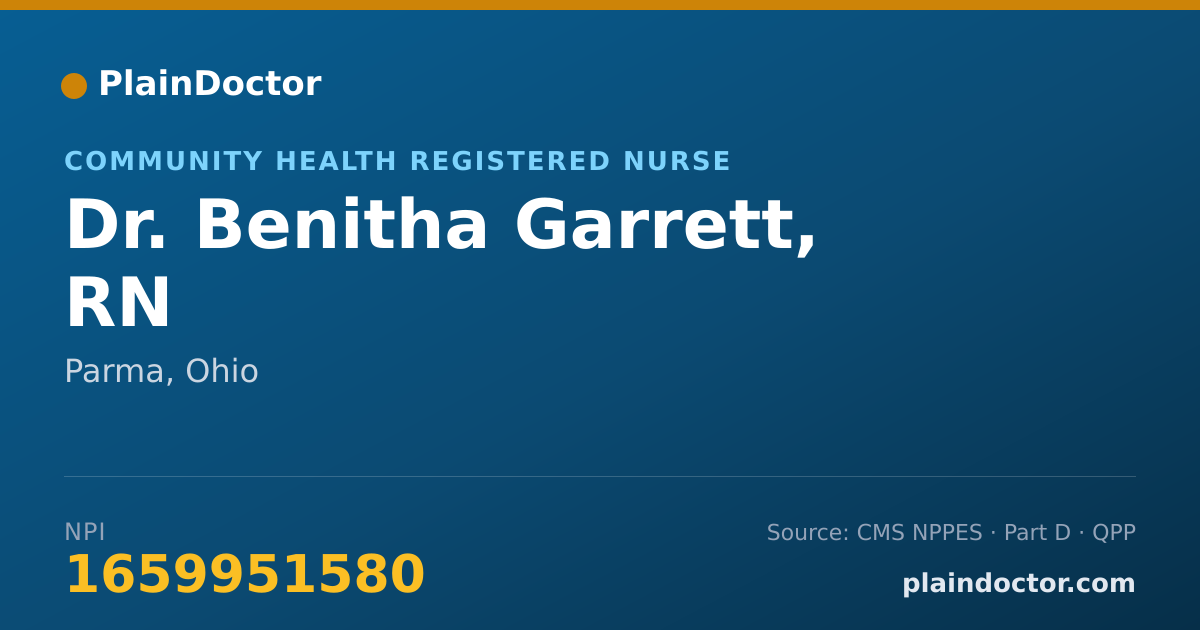 Shareable card for Benitha Garrett, RN - Community Health Registered Nurse, Parma, OH