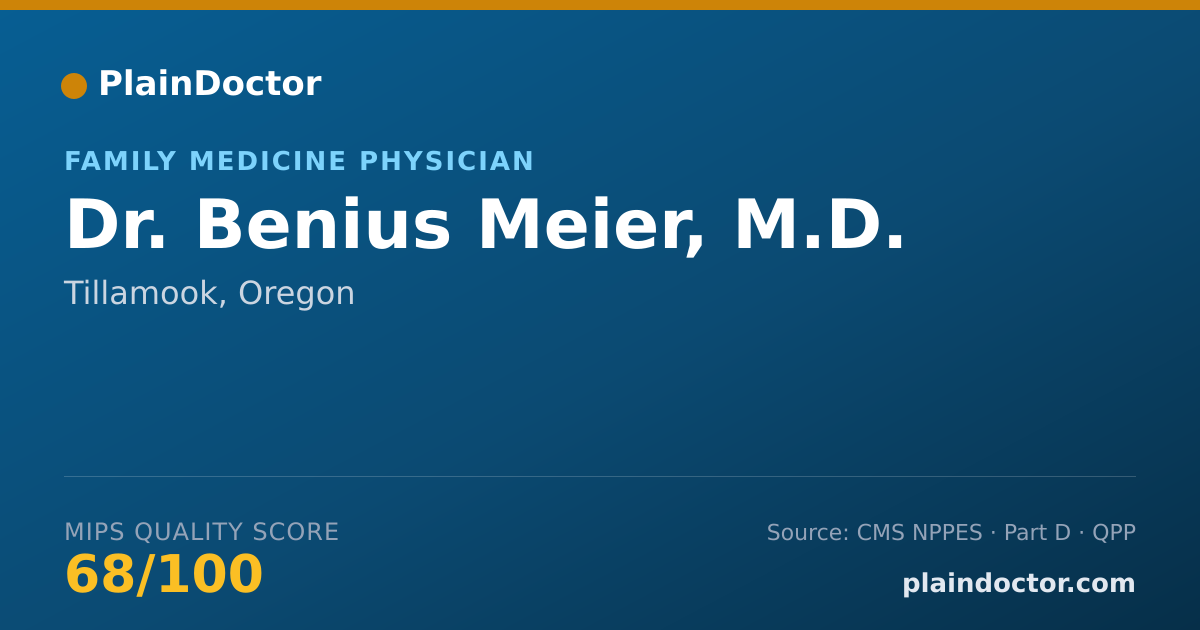 Shareable card for Benius Meier, M.D. - Family Medicine Physician, Tillamook, OR