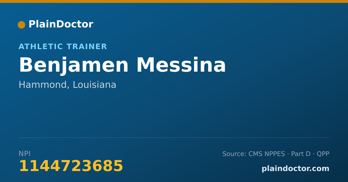 Shareable card for Benjamen Messina - Athletic Trainer, Hammond, LA