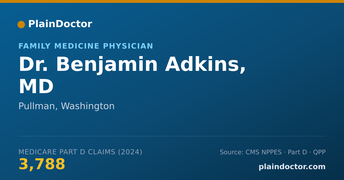 Shareable card for Benjamin Adkins, MD - Family Medicine Physician, Pullman, WA