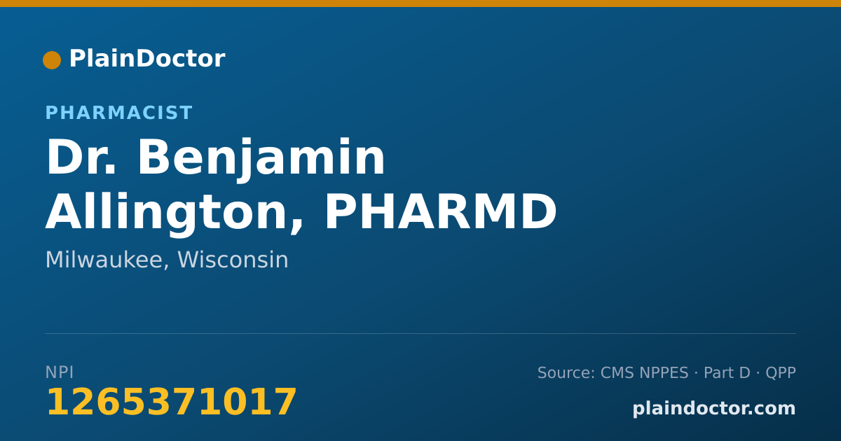 Shareable card for Benjamin Allington, PHARMD - Pharmacist, Milwaukee, WI