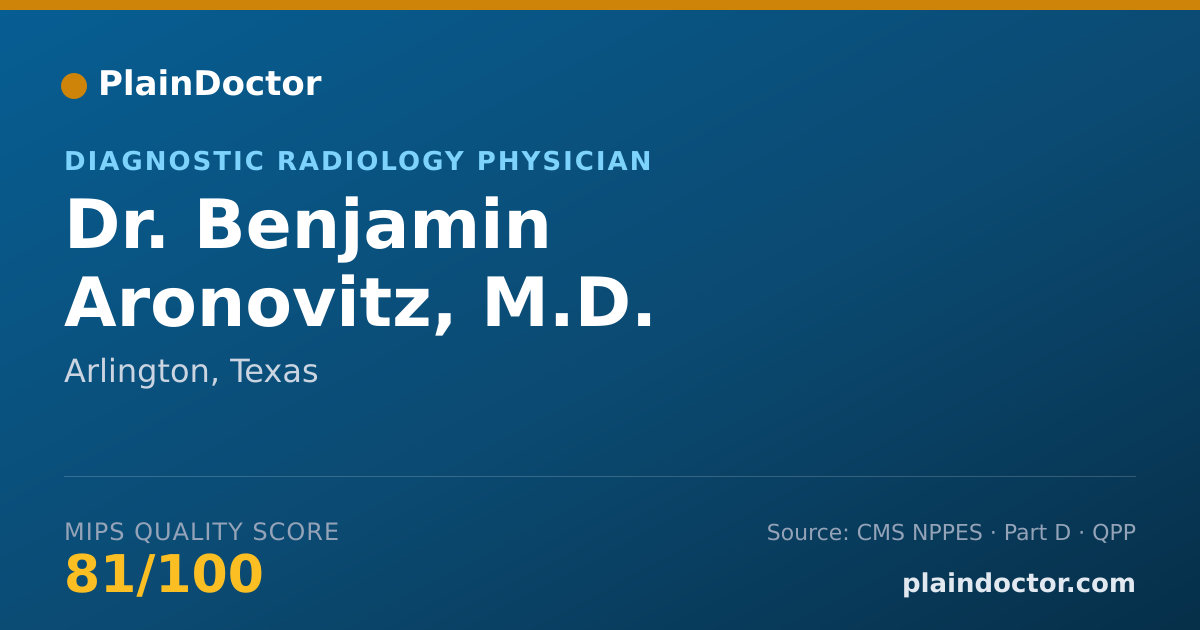 Shareable card for Benjamin Aronovitz, M.D. - Diagnostic Radiology Physician, Arlington, TX