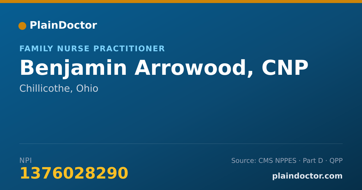 Shareable card for Benjamin Arrowood, CNP - Family Nurse Practitioner, Chillicothe, OH
